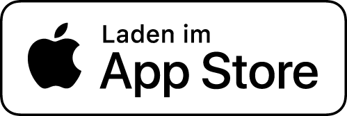 Offizielles "Laden im App Store"-Logo in Schwarz auf weißem Grund, mit dem Apple-Logo links neben dem Text.