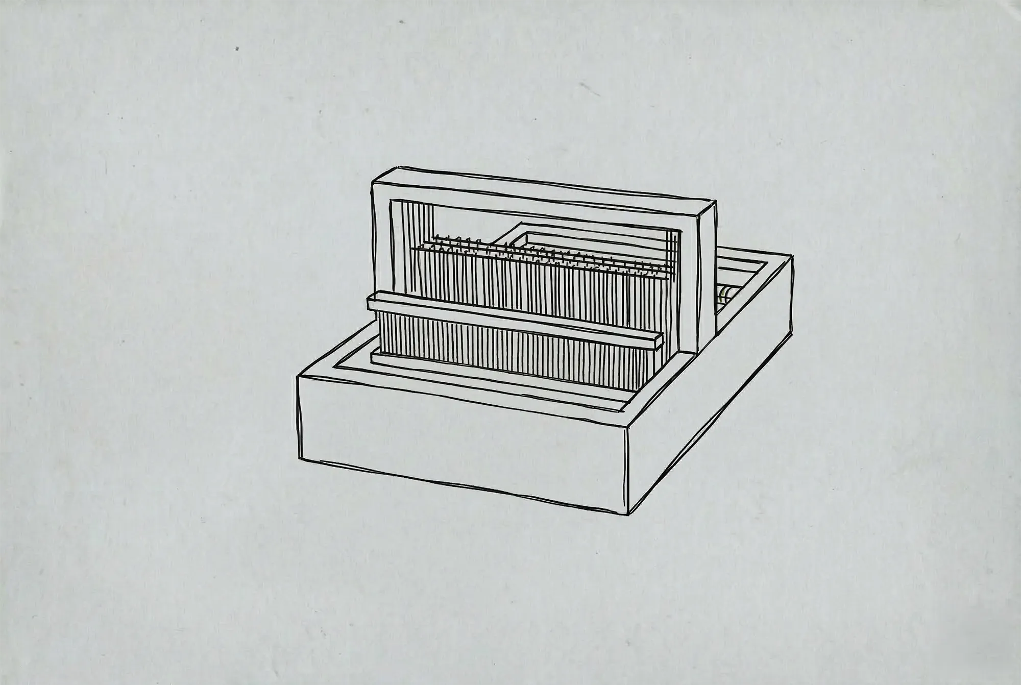 Das Bild zeigt eine Illustration von einer Webmaschine Diese steht sinnbildlich für NotebookLM.